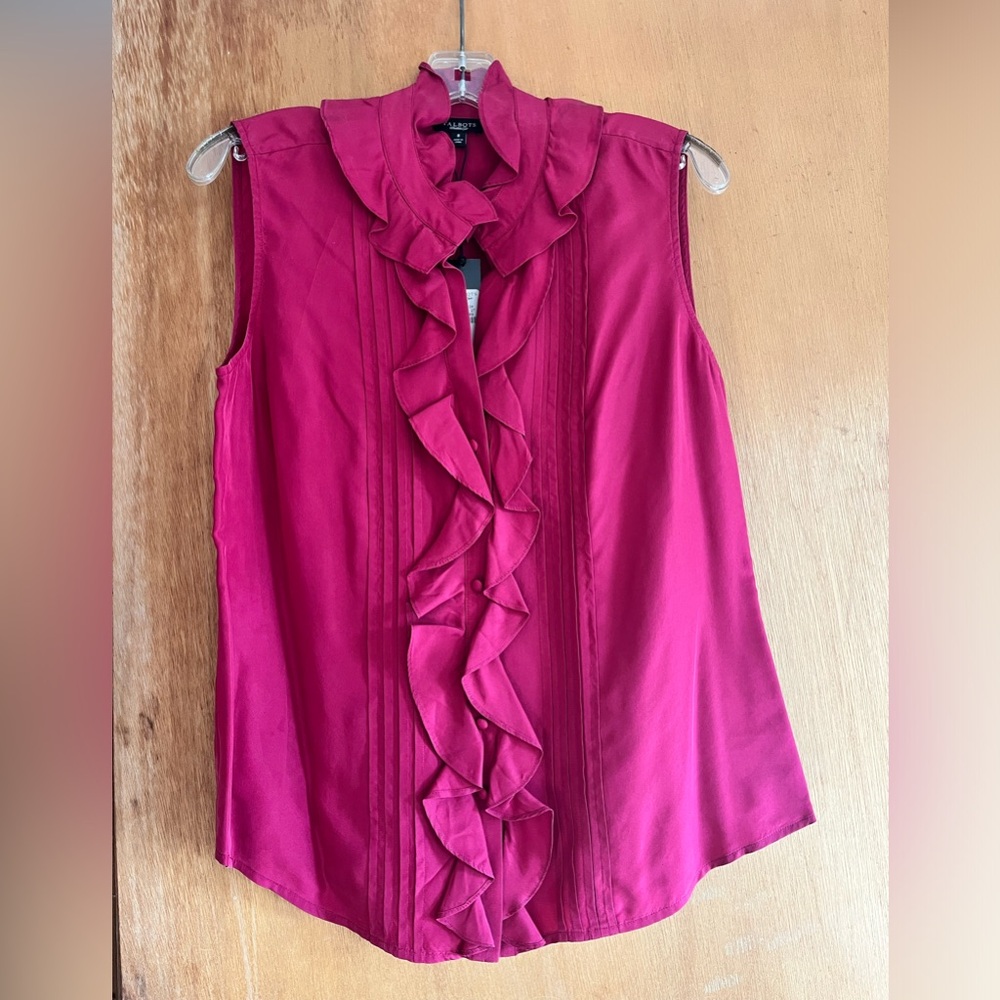 Talbots Fuchsia Ruffled Blouse - Picture 1 of 3